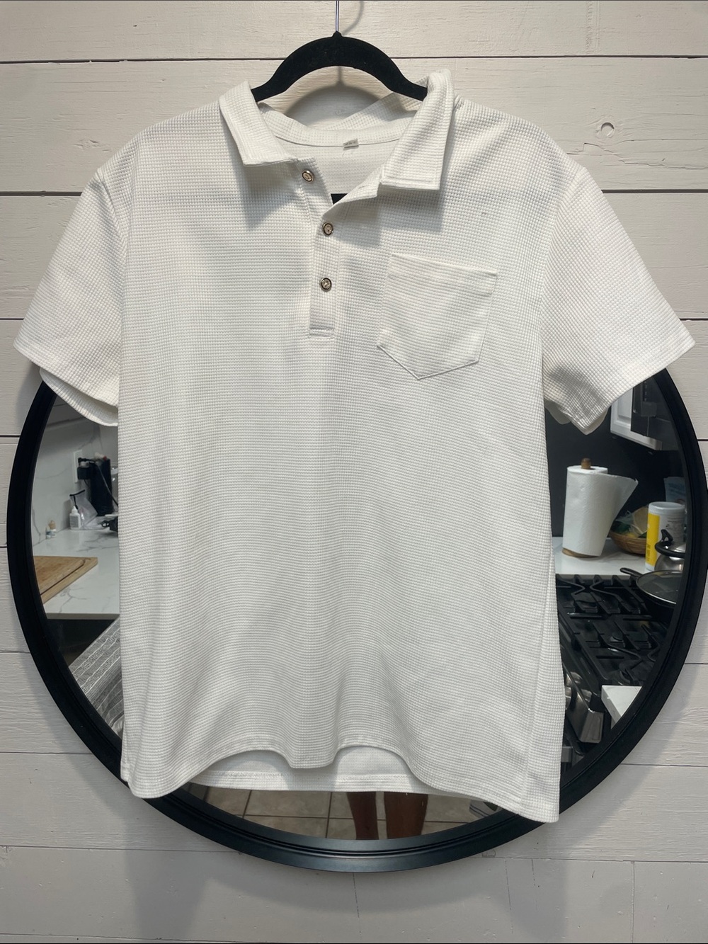 White Men's Polo with Chest Pocket